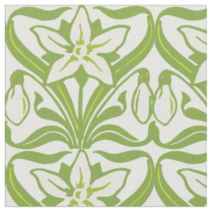 Vintage Art nouveau snödroppe blommigt tapet Tyg