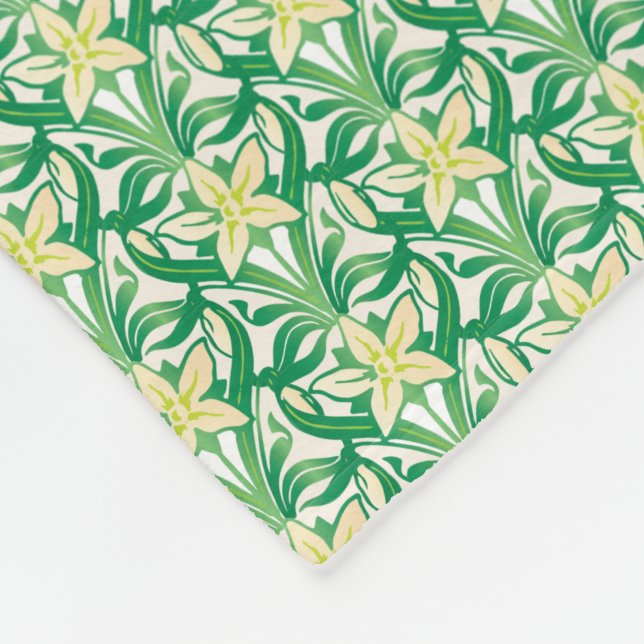 Vintage Art nouveau-snödroppsblommönster Fleecefilt (Hörn)