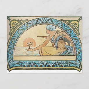 Vintage Art nouveau solnedgång Vykort