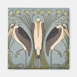 Vintage Art nouveau Storks Magnet