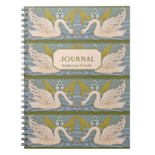 Vintage Art nouveau Svan Mönster Journal Anteckningsbok