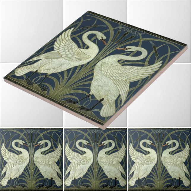 Vintage Art nouveau Svanar av Walter Crane Kakelplatta (Skapare uppladdad)