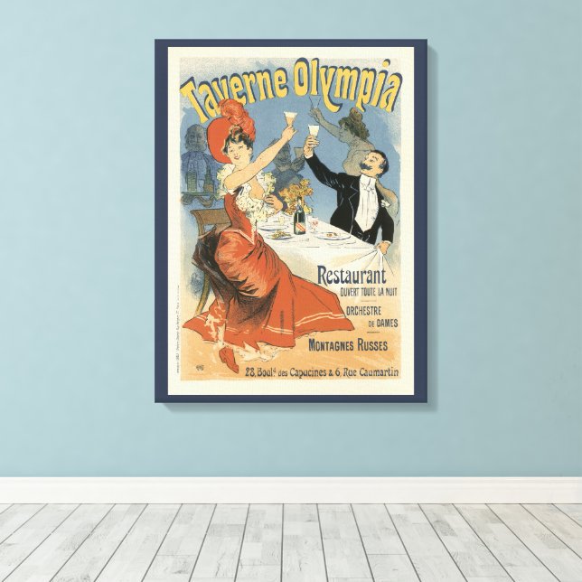 Vintage Art Nouveau, Taverne Olympia Restaurang Canvastryck (Insitu (trägolv))