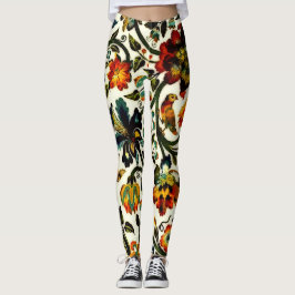 Vintage Art nouveau Thistles Cicadas Mönster Leggings