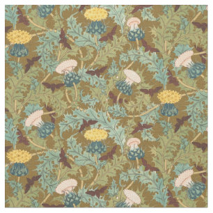 Vintage Art nouveau Thistles & Cicadas Mönster Tyg