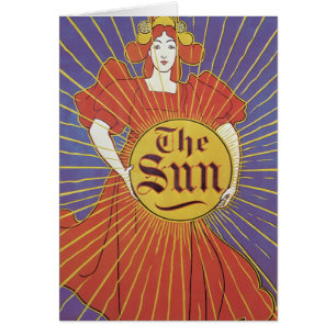 Vintage Art nouveau, tidningen New York Sol Hälsningskort