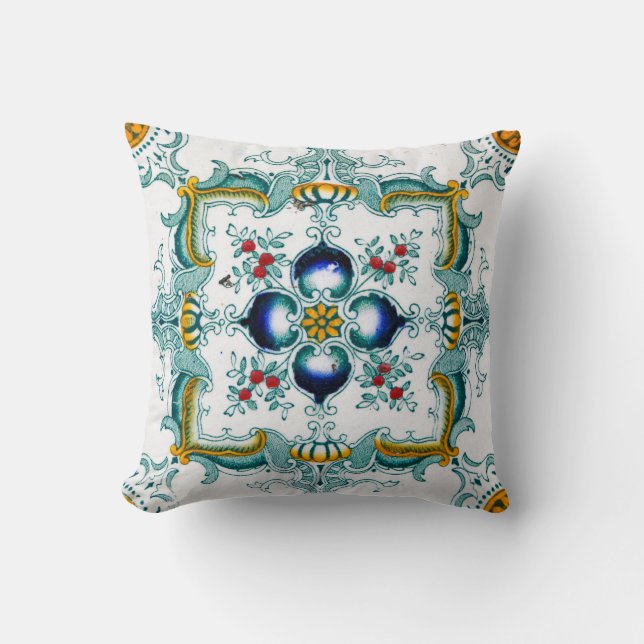 Vintage Art nouveau Tile Kudde (Framsida)