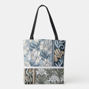 Vintage Art Nouveau, Trädgård Iris Blommor Tygkasse