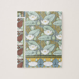 Vintage Art Nouveau, Trädgårdsblommor av näckrosor Pussel