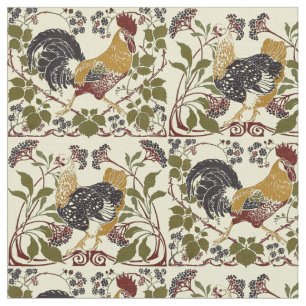 Vintage Art nouveau Tupp och Hen Chickens Mönster Tyg