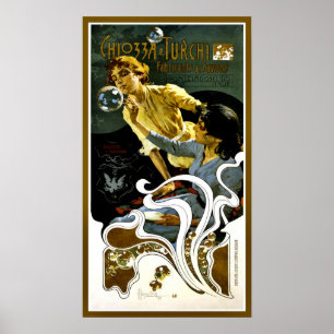 Vintage Art nouveau-tvåltillverkare och lodrät Poster