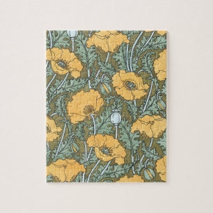 Vintage Art nouveau, vallmoblommor i Garden Pussel