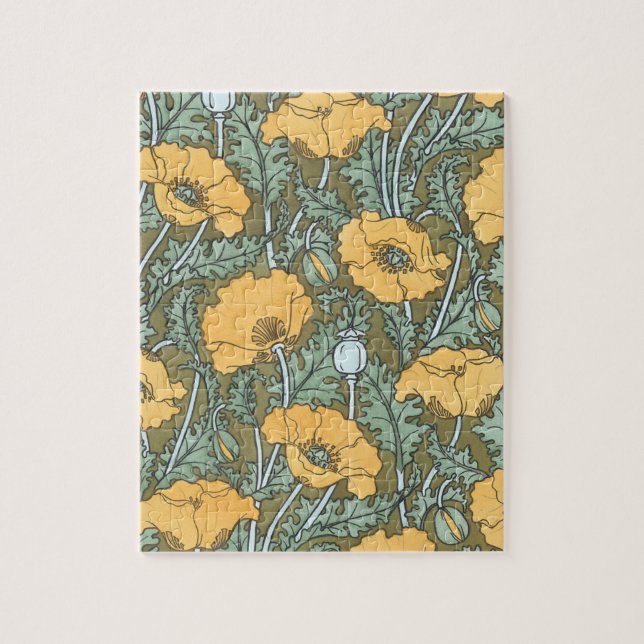 Vintage Art nouveau, vallmoblommor i Garden Pussel (Vertikal)