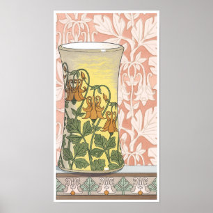 Vintage Art nouveau, Vas med kolumbine Flowers Poster
