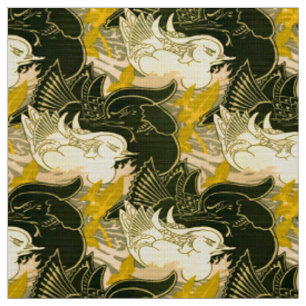 Vintage Art Nouveau Vattenfåglar Mönster Tyg
