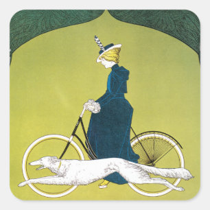 Vintage Art Nouveau, Victoria Fahrrad Werke, Rehm Fyrkantigt Klistermärke