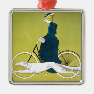Vintage Art Nouveau, Victoria Fahrrad Werke, Rehm Julgransprydnad Metall