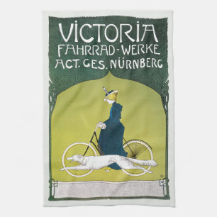 Vintage Art Nouveau, Victoria Fahrrad Werke, Rehm Kökshandduk