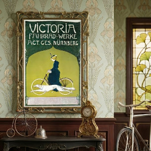 Vintage Art Nouveau, Victoria Fahrrad Werke, Rehm Poster