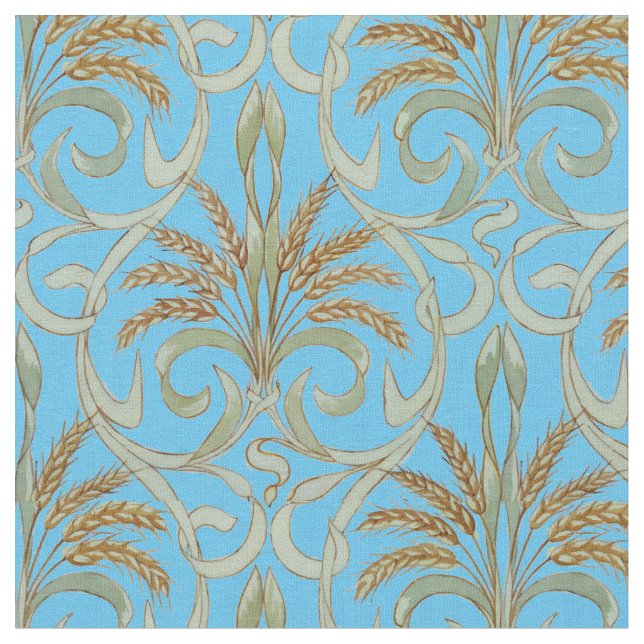 Vintage Art nouveau Wheat Mönster Tyg (Närbild)