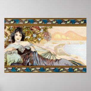 Vintage Art nouveau Woman av Alphonse Mucha Poster