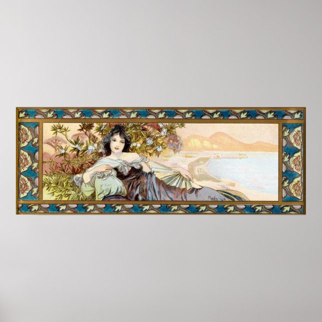 Vintage Art nouveau Woman av Alphonse Mucha Poster (Framsidan)