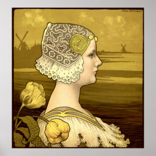 Vintage Art nouveau Woman av Paul Berthon Poster