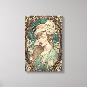 Vintage Art nouveau Woman Elegant Art Canvastryck