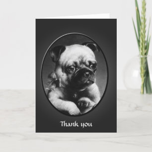 Vintage art Pug Puppy "tack" Tack Kort