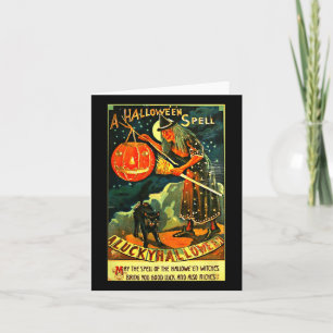 Vintage Art Retro Halloween Witch Kort