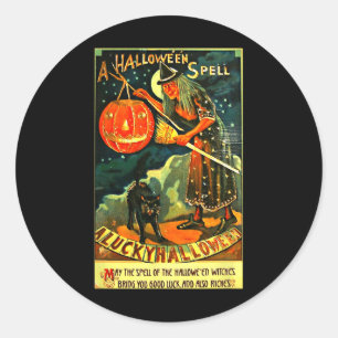 Vintage Art Retro Halloween Witch Runt Klistermärke