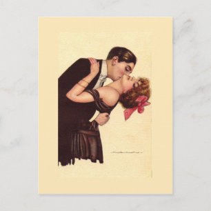 Vintage Art ~ Romantic Enrapted Couple Vykort