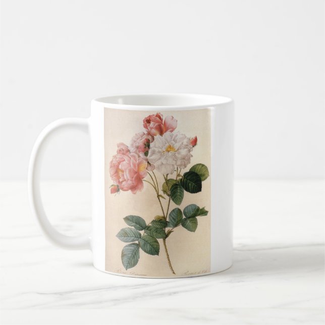 Vintage Art Rosa ros blomma Mugg (Vänster)