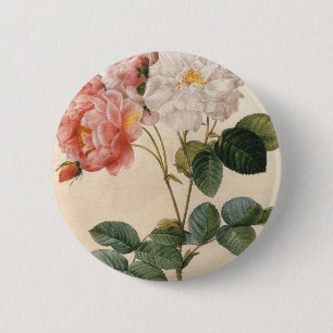 Vintage Art Rosa ros Flower Pinback-knapp Knapp