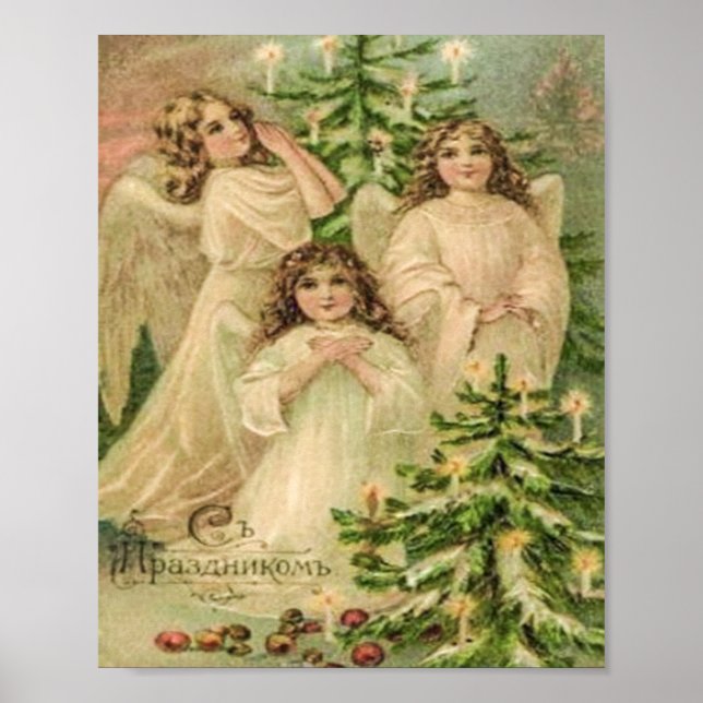 Vintage Art Russian Christmas Angels Poster (Framsidan)