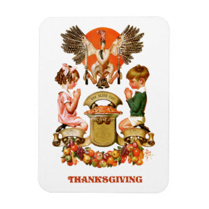 Vintage Art Thanksgiving Gift Magnet