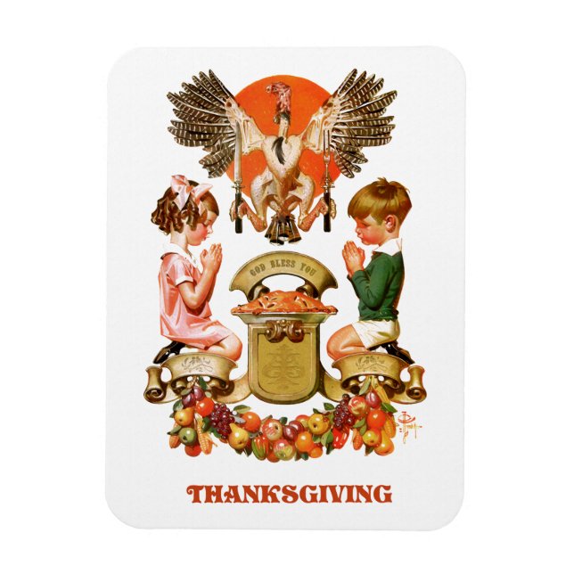 Vintage Art Thanksgiving Gift Magnet (Vertikal)