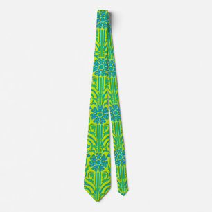 Vintage Art Tie för Aqua Lime Retro Stil Slips