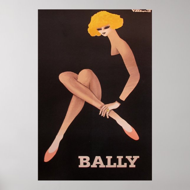 Vintage Art Villemot/Bally Rosa Shoes Poster (Framsidan)