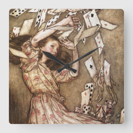 Vintage Arthur Rackham Alice i underlandkonst Fyrkantig Klocka