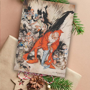 Vintage Arthur Rackham jul Greetings Helgkort