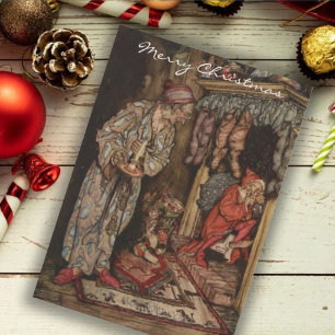 Vintage Arthur Rackham jul Greetings Helgkort