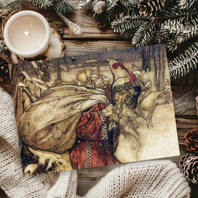 Vintage Arthur Rackham jul tomtehälsningar Helgkort (Skapare uppladdad)