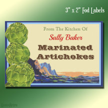 Vintage Artichokes Redigerbar 7,6 cm x 5 cm