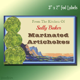 Vintage Artichokes Redigerbar 7,6 cm x 5 cm Mat Etiketter