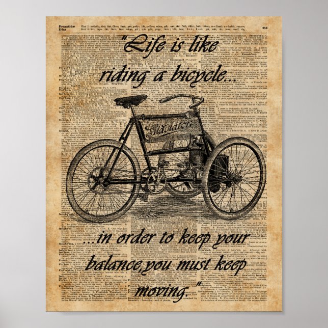 Vintage - artikel-cykelcitat för trehjulsordlista poster (Framsidan)