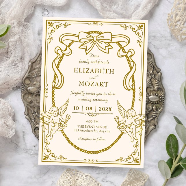 Vintage artistic baroque wedding  inbjudningar (Skapare uppladdad)