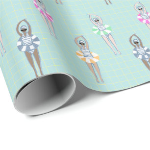 Vintage Artistic Swimmers Bassäng Presentpapper