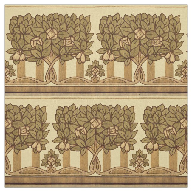 Vintage Arts & Crafts Stil Fruit Träd Mönster Tyg (Provkarta)