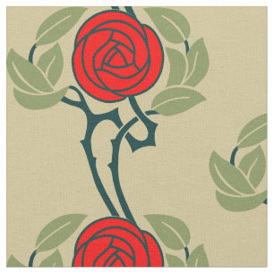 Vintage Arts & Crafts Stil Ro Mönster Tyg